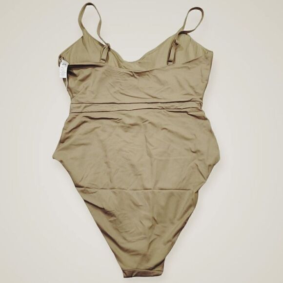 Andie Swim The Samoa One Piece Swimsuit in Olive Tan Cutout Keyhole Size L NWT - Picture 5 of 8